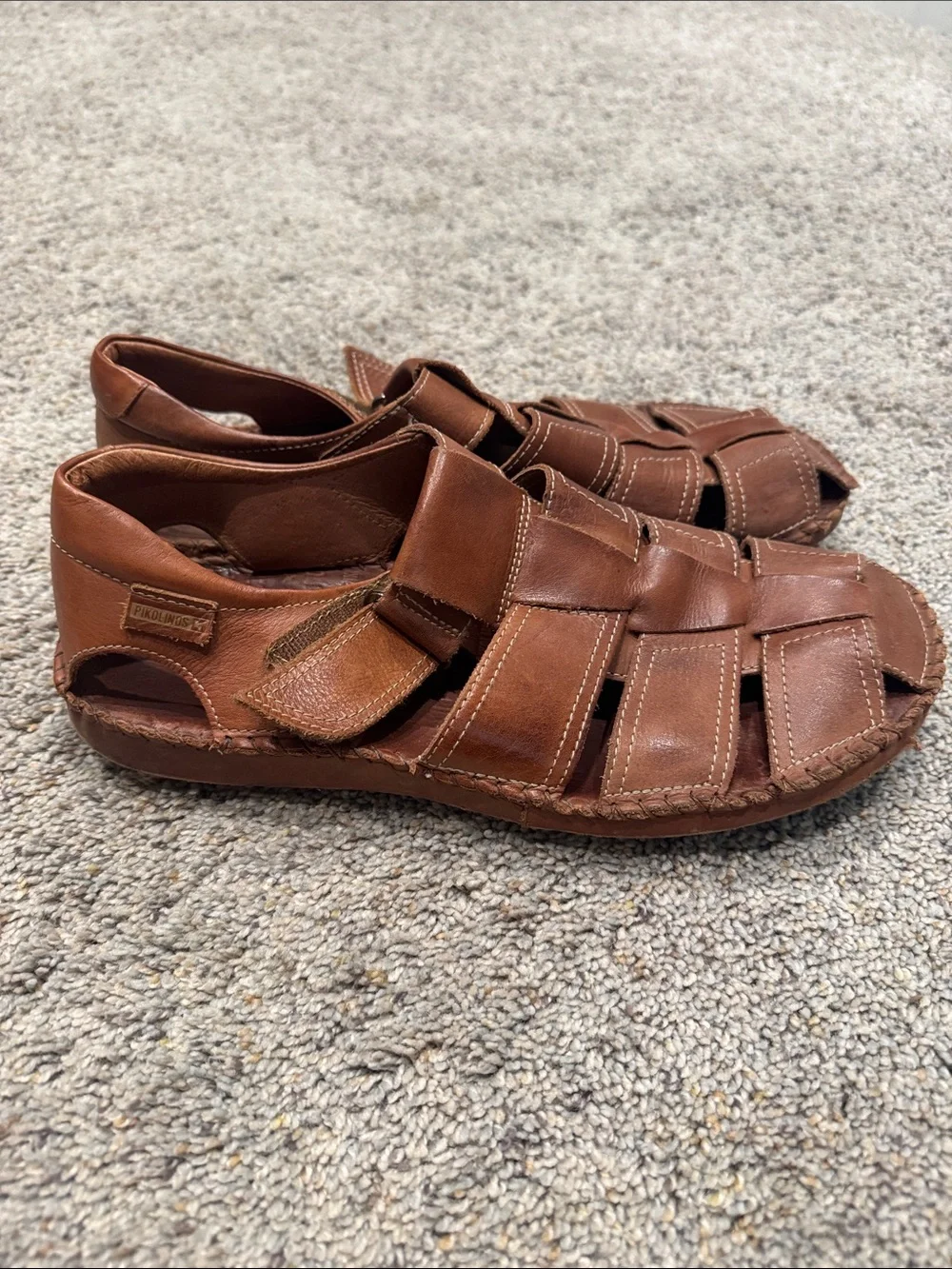PIKOLINOS Men's Tan Leather Strappy Fisherman Sandals